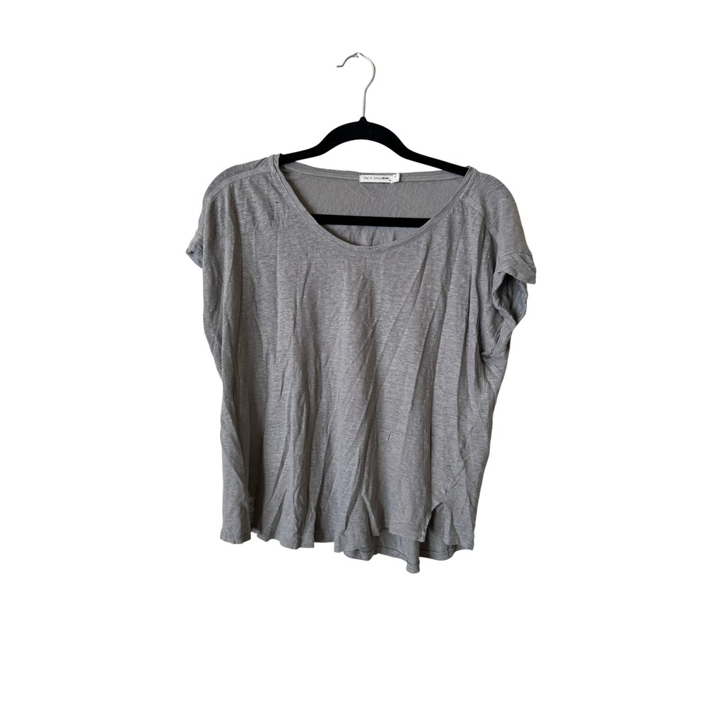 rag & bone Women's Heather Gray The Slub Pima Cotton Round Neck Tee Size S/P